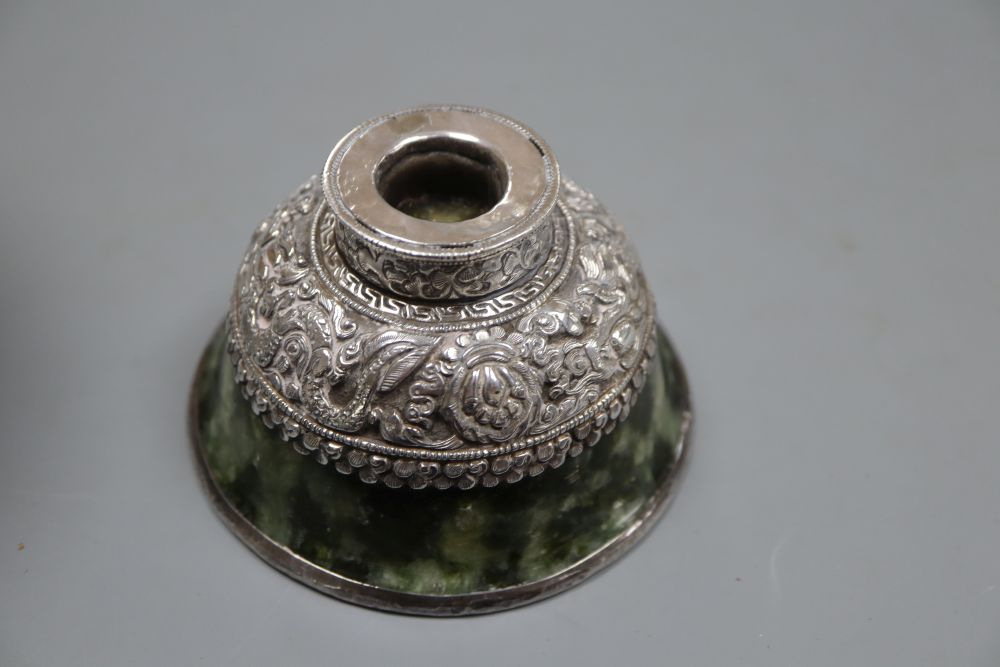 A late Victorian repousse silver rose bowl, James Deakin & Sons, Sheffield, 1895, 14.7cm, 6.5oz & one other bowl.